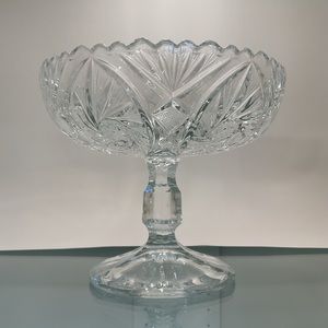 Pinwheel Crystal Footed Compote Bowl Trinket Candy Dish